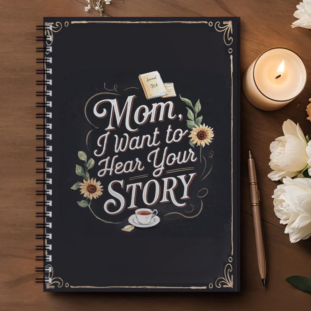 TEMU 1pc Mom, I Want To Spiral Notebook Diary - Mother's Guide Memory Book With Sunflower And Leaf Design, Perfect Birthday Or Gift For Her, Gift For Mom