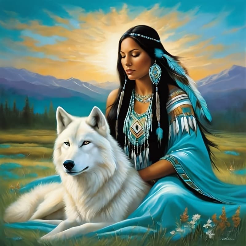 TEMU Diy 5d Diamond Painting Kit- White Wolf And Girl| Unframed Acrylic Round Drill Art| Mosaic Home Wall Decoration