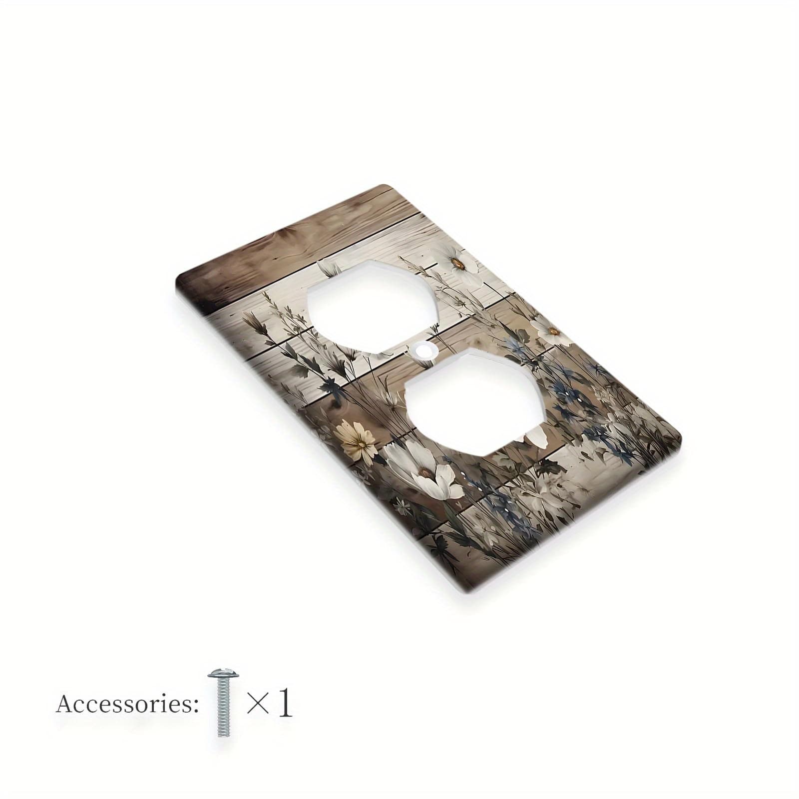 TEMU Rustic Floral Decorative Outlet Covers - 1gang/2gang Switch Plate For Bedroom, Kitchen, Office, Home - Design With Natural , , No Wiring Needed, Preppy Room Decor