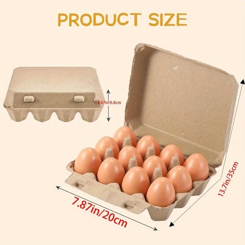 TEMU Reusable Egg Carton (3x4 Grid, Holds 12 Eggs), Natural Wood Material, For Kitchen, Coop Farm Storage