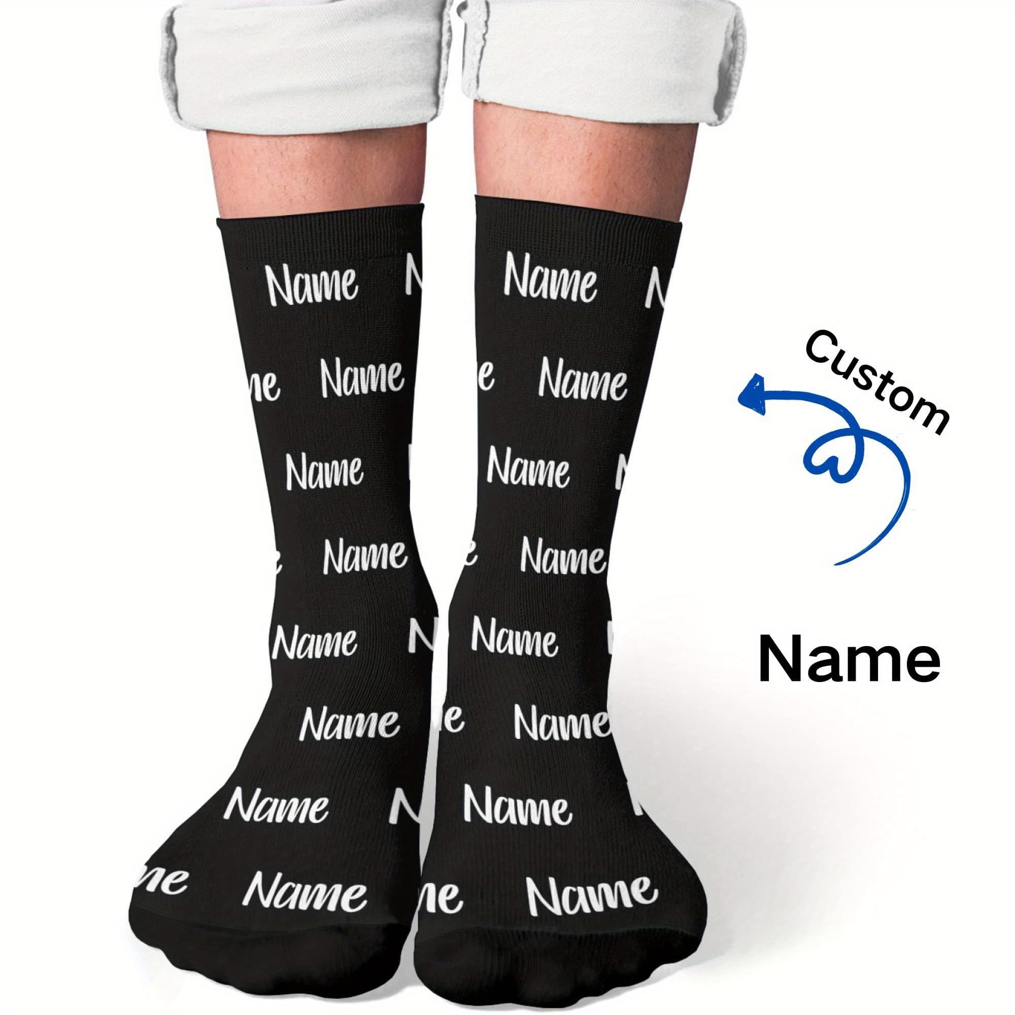 TEMU A Pair Of Custom Mid-calf Socks, Diy Photo Portrait Socks, Perfect Gift For , , Or Lovers, Made From 100% Knit Fabric, A Unique And Personalized Holiday Gift
