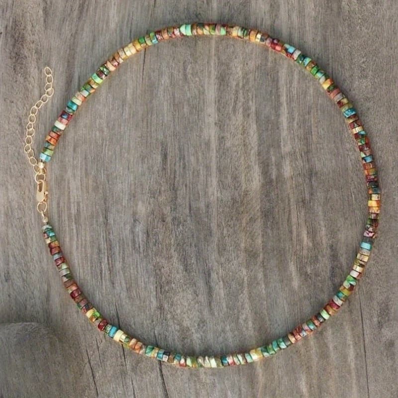 TEMU Elegant And Vibrant Natural Stone Bead Necklace For Women, Perfect For Fine Jewelry.