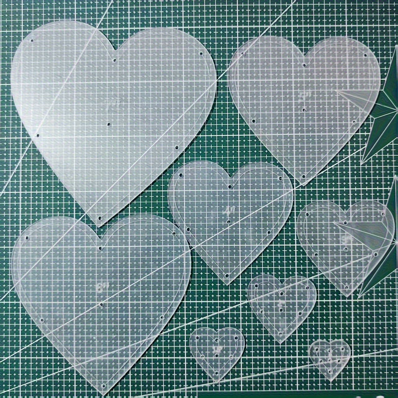 TEMU 8 Acrylic Templates - Grid Heart Sewing Stencils, Suitable For Quilting And Craft Projects | Durable Handmade Materials, Quilting Accessories