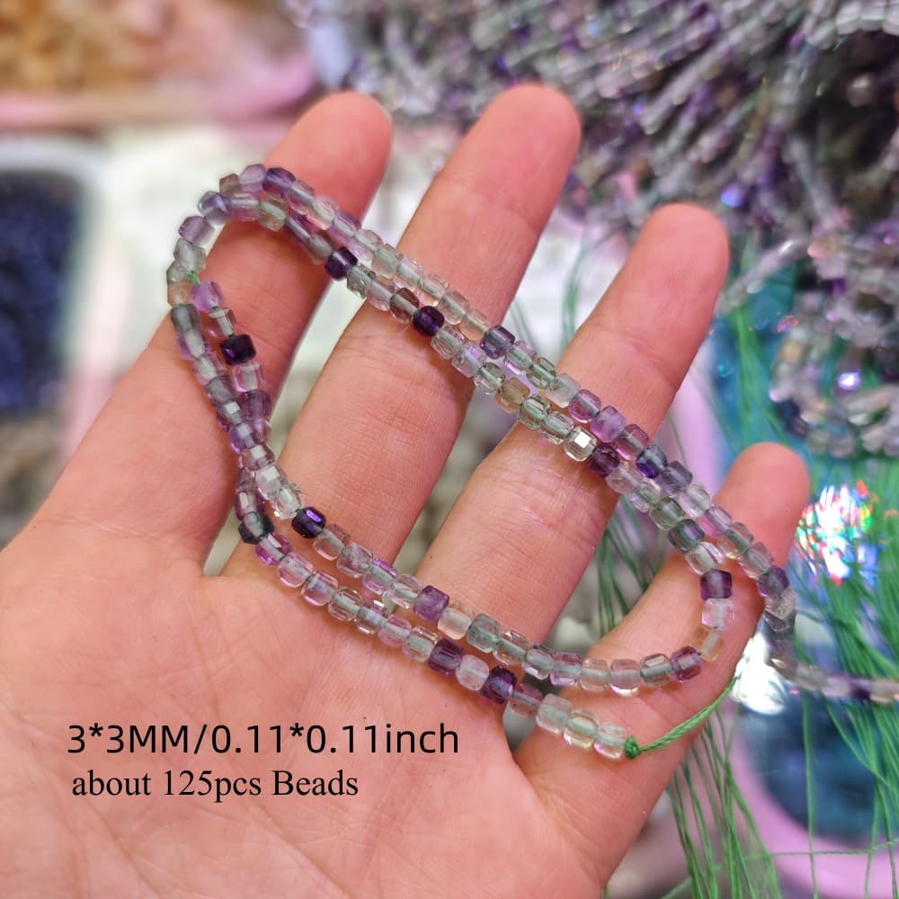 TEMU 3x3mm Aaa Natural Stone Cube Fluorite High Quality Gorgeous Loose Spacer Beads For Jewelry Making Diy Elegant Bracelets Necklace Earrings Accessories For Women Gifts