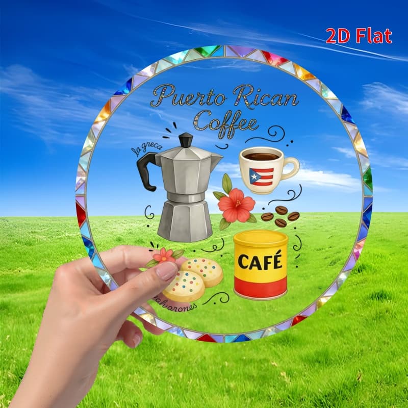 TEMU 2d Flat, (2d-plate) 1pc- Puerto / Suncatcher - 8"x8" Round Acrylic Decoration Hanging, Perfect For Home & Garden Decor, Ideal Gift For , Seasonal Decor|colorful Motif, , 2d Flat