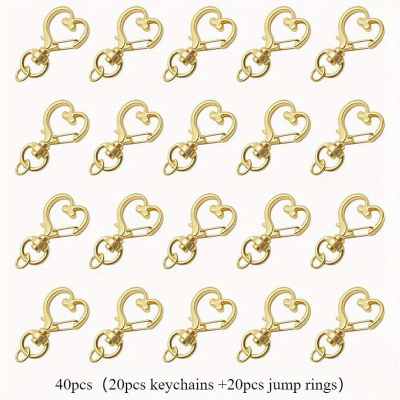 TEMU 40pcs Heart-shaped Keychains Made Of Alloy With A , Heart-shaped Pendant Keychain Making Additions