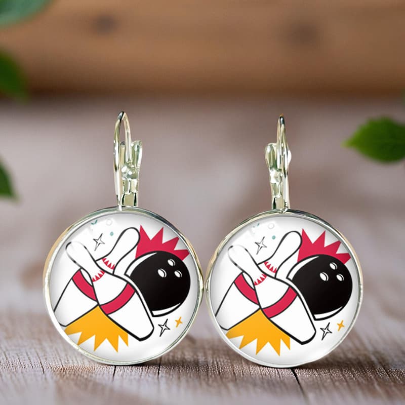 TEMU 1 Pair Bowling Round Earring Trendy Handmade Dome Earrings