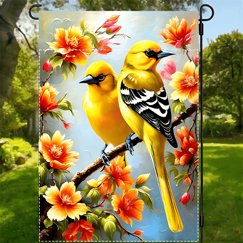 TEMU 2d Flat, 1pc, And Flower Double-sided Garden Flag, 12x18inch, Polyester,, Multi-functional Outdoor And Home Decoration, No Electricity Required(2d Flat Printhing), 2d Flat