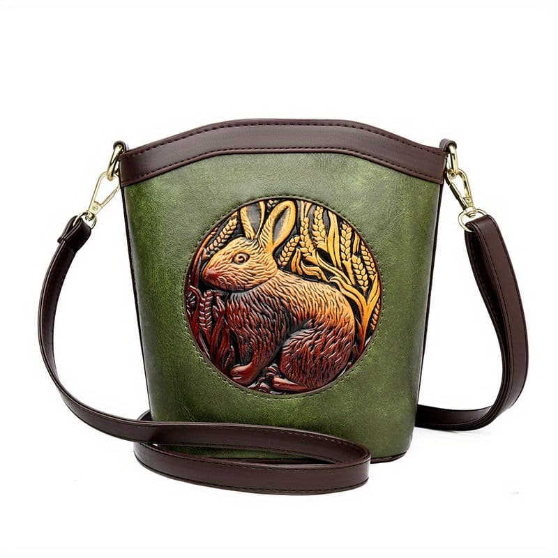 TEMU Retro Style Ladies Shoulder Bag, Rabbit Pattern Stylish Handbag, And Travel