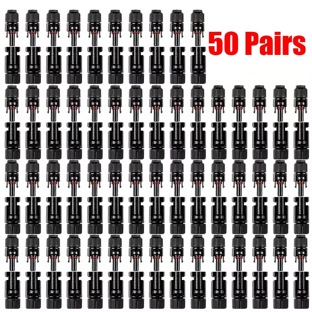TEMU 50 Pairs Panel Connectors Male & Female Plugs - Quick , Color-coded Plug-and-play Wiring For Rv, Off-grid Solar Systems,, Cabins - Solar Panel Connectors 50-pair Pack