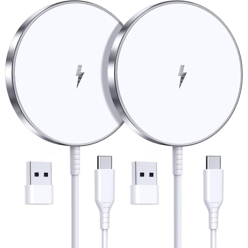 TEMU 2-pack Magnetic Wireless 15w Fast Charging Pad For Iphone 16 Pro/plus, 15, 14, 13, 12, 11, Xr, Xs, Se (2022) - Qi, , Compatible With Lightning & -c Cables, No Adapter Needed