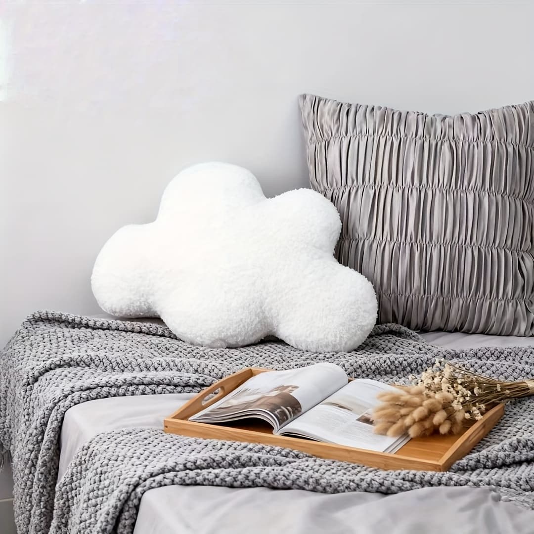 TEMU White Cloud Pillow Cloud Decorative Pillow Large White Cloud Shape Pillow Cushion 53x37cm