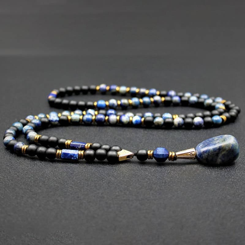 TEMU Fashion Trend Neck Jewelry Men's Lapis Pendant Natural Stone Necklace
