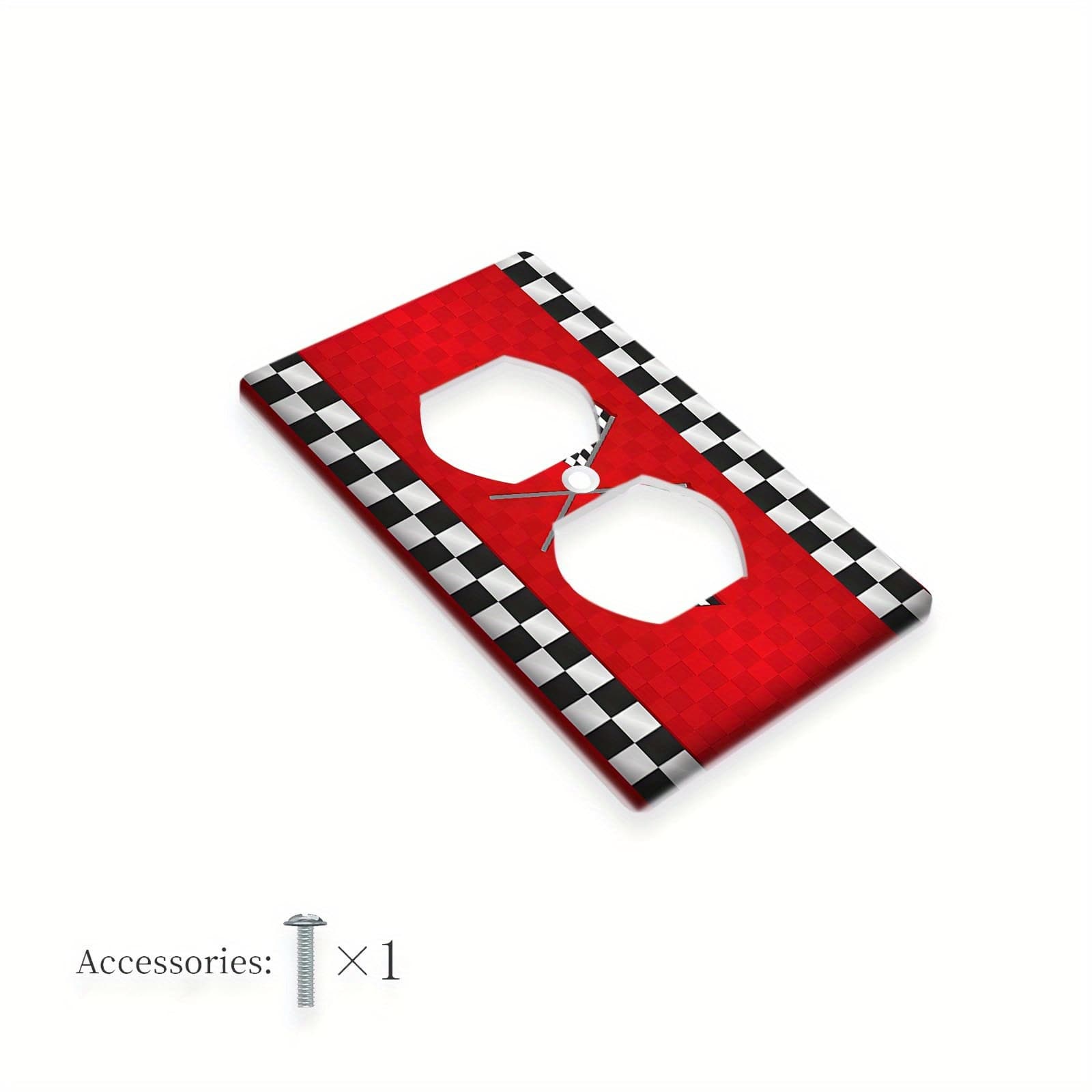 TEMU 1pc 1gang/2gang Racing Checkered Flag Decorative Switch Plate Covers Light Switch Cover Decorative Electrical Wall Plate Receptacle Wall Plates Kitchen Bathroom Home Decor