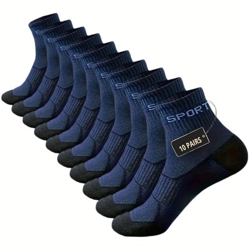 TEMU 10-pair Men's Socks, 10-pair Low-cut Cushioned Casual Socks For Men