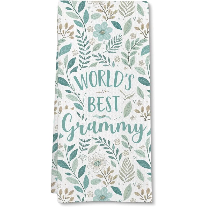 TEMU 1pc Kitchen Towels 18"x26" - Grammy Text & Design, Large Reusable Dishcloths & Hand Towels, Christmas/birthday/ Present For Grandmothers From Grandkids, Durable Tea Dish Towels