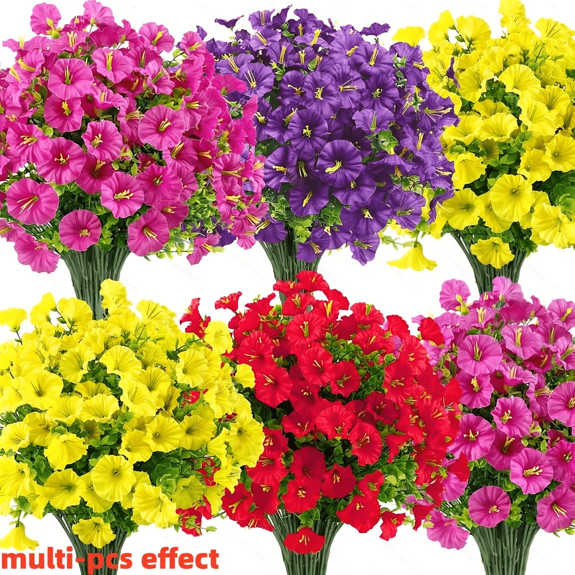 TEMU 24pcs Artificial Flowers For Outdoors Decoration Fake Silk Flowers Faux Eucalyptus Plants Uv Resistant For Porch Patio Garden Spring Summer Home Decor, Multicolor