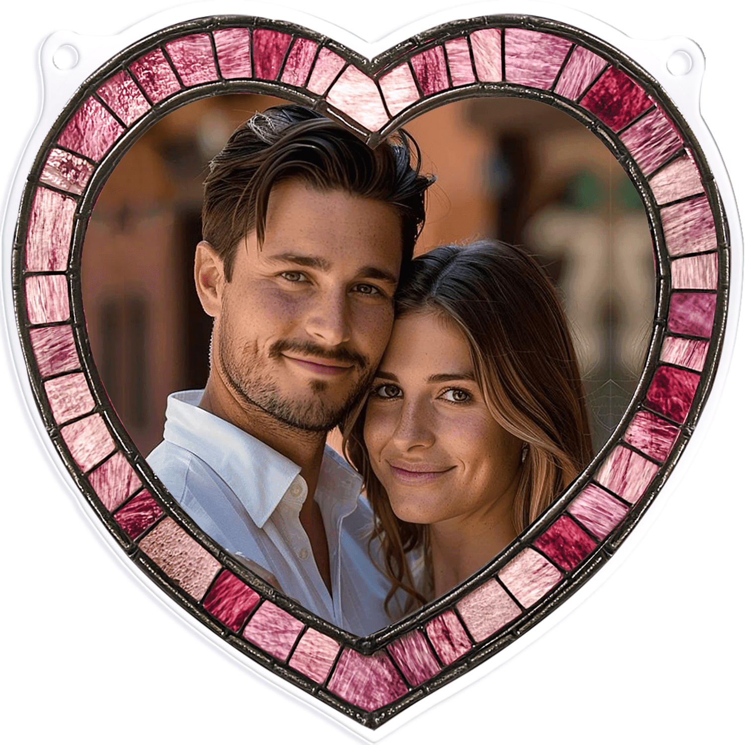 TEMU Custom Photo Romantic Acrylic Love Themed Ornament Pendant - Stained Acrylic Design, Heart Shape With Chain - Ideal Gift For Wife Or Husband, Valentine's Day & Anniversary &