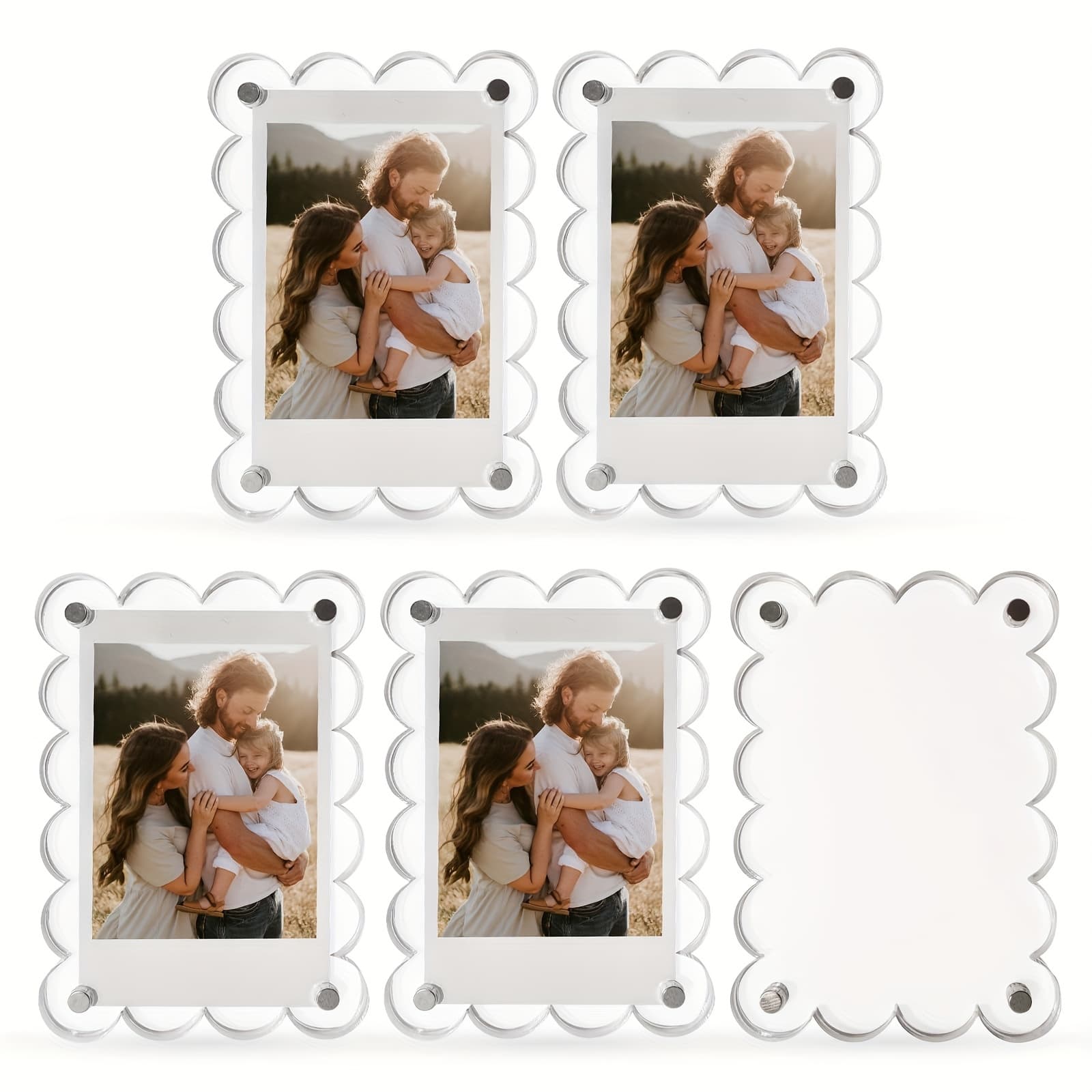 TEMU 5/10 Pack Acrylic Magnetic Photo Frames For Refrigerator, 2.75 X 3.9 Inch Clear Fan-shaped Magnet Holders For Mini& Wallet Size Photos, Cute Fridge Decor Magnets For Kitchen, Office Locker