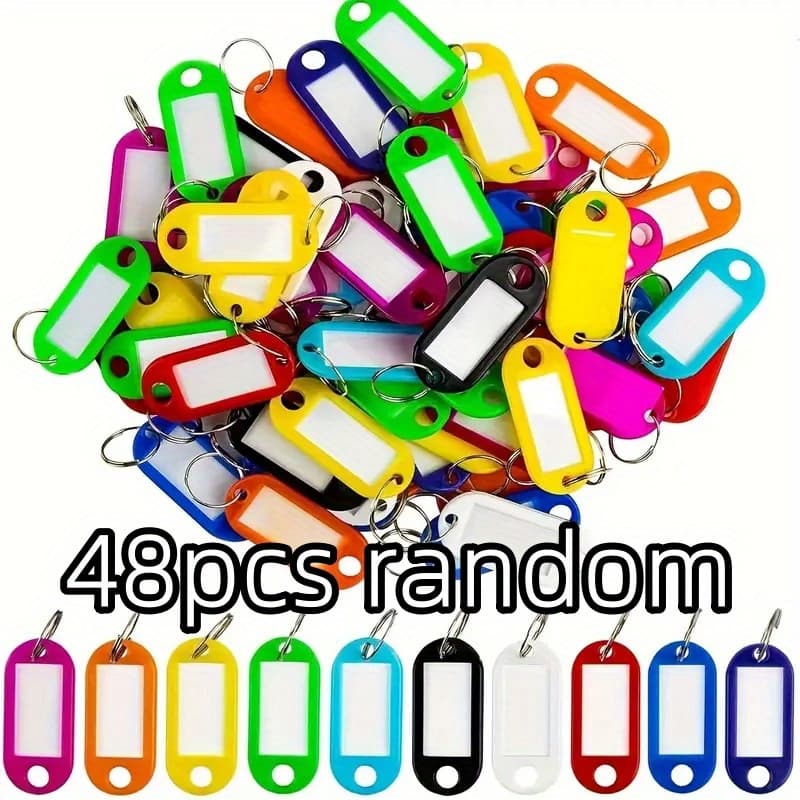 TEMU 48pcs Random Color Colorful Plastic Keychain Luggage Number Classification Keyring Keychain