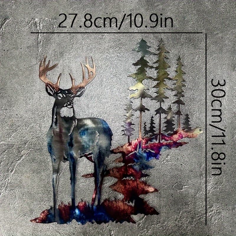 TEMU Western Metal Wall Art, White-tailed Deer Sculpture, Decor, Suitable For Bedroom, Living Room, Dining Room, Bar - Rustic Iron Craft Decoration