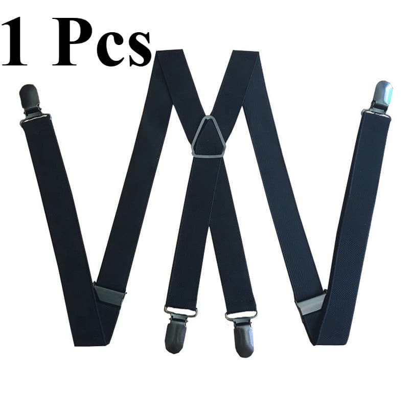 TEMU 1 Pcs Men's Suspenders High Elastic Adjustable 4 Strong Clips Suspender Heavy Duty X Back Trousers Braces, For Giftsvalentine's Day
