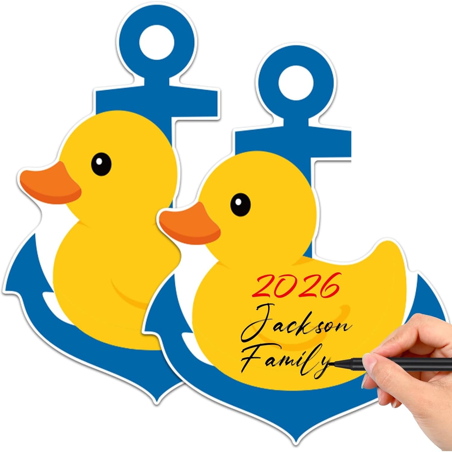TEMU Set Of 2 Magnetic Decorations For Cruise Ship Doors Featuring An Anchor And Steering Wheel, Along With Yellow Duck Designs For Carnival-themed Door Decor