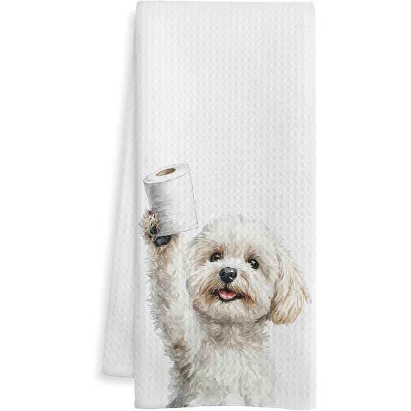 TEMU 1pc 18 X 26 Inch Funny Bathroom Hand Towels, Bichon Frise Decorative Hand Towels For Guest Bathroom Washroom Half Bath