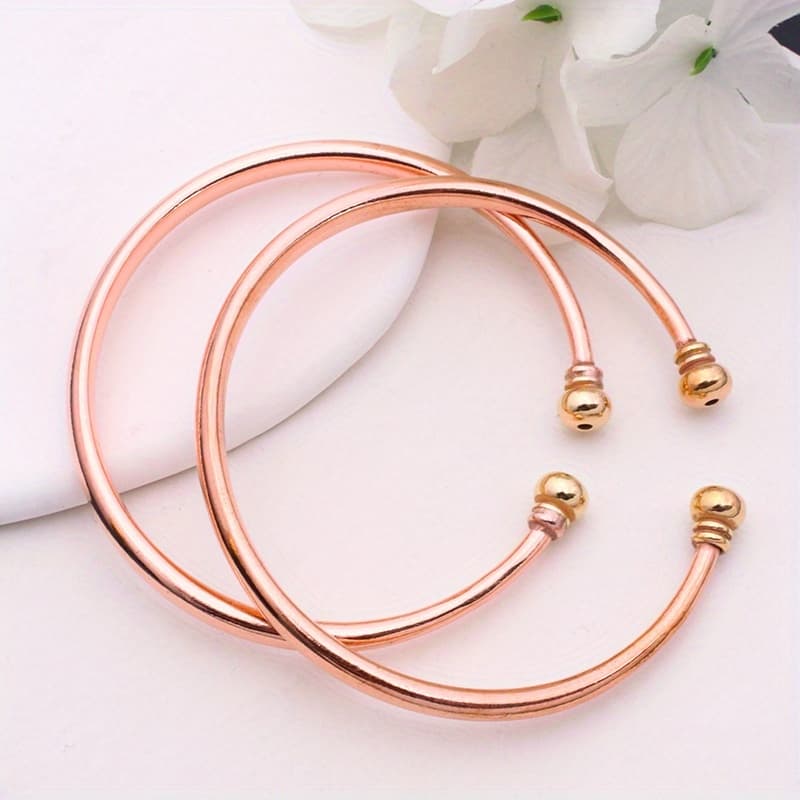 TEMU 2pcs Women's Pure Copper Elegant Open Bracelets - , Daily Wear & Special Occasions, Gift For Mom, Colleagues, (birthdays,) - & Versatile For All Females