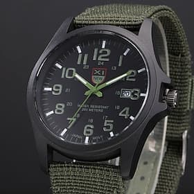 Quartz Watch Gift for men Analog Quartz Canvas Strap Watches Men Casual Auto Date Quartz Watch Military Army Green Watch Simple Analog Sport Man Wrist Watch
