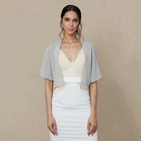 Shawls Women's Wrap Bolero Shrug Coats / Jackets Elegant Sun Protection Short Sleeve Chiffon Wedding Wraps With Pure Color For Formal Spring Fall dress to im