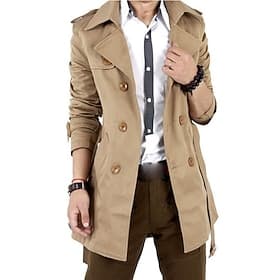 Men's Winter Coat Windbreaker Transition Jacket Field Coat Peacoat Trench Coat Overcoat Business Casual Fall Winter Cotton Outerwear Clothing Apparel Solid Col