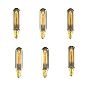 6 stücke 40 watt edison vintage glühbirne e14 t10 dimmbar dekorative antike glühlampe birne für innen wand hängende deckenleuchten bernstein warm 220-240 v