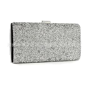 pochette da donna con glitter argento, elegante borsa da sera con struttura in metallo - ideale per matrimoni, feste ed eventi formali