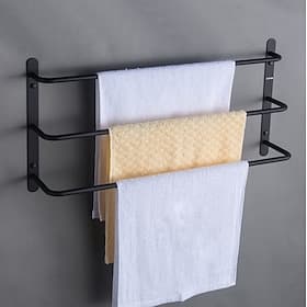 porte-serviettes mural, acier inoxydable 3 niveaux porte-serviettes étagère de rangement pour salle de bain 60 cm porte-serviettes porte-serviettes porte-servi