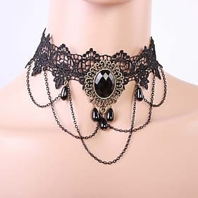 collier ras du cou dentelle de tatouage ras du cou punk mode lolita bijoux vintage gothique style à lacets pierres précieuses artificielles dentelle alliage fe