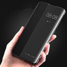 téléphone Coque Pour Huawei P20 P20 Pro P30 P30 Pro Coque Intégrale Étui en cuir Etui folio Clapet Avec Ouverture Mise en veille automatique Couleur unie Dur f