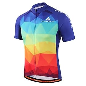 Men's Cycling Jersey Rainbow Gradient Patterned Short Sleeve Bike Shirt Sweatshirt Jersey with 3 Rear Pockets Mountain Bike MTB Road Bike Cycling Quick Dry Moi