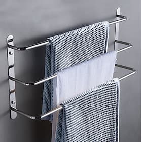 Porte-serviettes de salle de bain chrome multicouche nouveau design acier inoxydable bain 3 tiges porte-serviettes mural argenté 1 pc