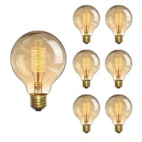 6 stücke 40 watt edison vintage glühbirne e26 e27 g80 dimmbar dekorative antike spirale glühlampe für innen wand hängende deckenleuchten bernstein warm 220-240