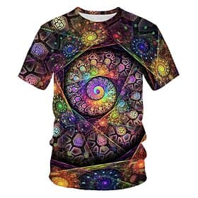 Voor heren Grafisch Heelal Overhemd T-shirt Korte mouw T-shirt Ronde hals Overhemd Basic Feestdagen Regenboog Kleding S M L XL 2XL 3XL