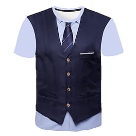 Homme Graphique Abstrait 3D T-shirt Manche Courte T-shirt Col rond Chemise Streetwear Affaires Travail Sortir Noir Vin bleu marine Vêtement Tenue S M L XL XXL