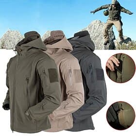 Men's Special Ops Military Tactical Soft Shell Jacket Coat Hunting Fleece Hooded Coat Outdoor Thermal Warm Waterproof Windproof Fleece Lined Lightweight Winter