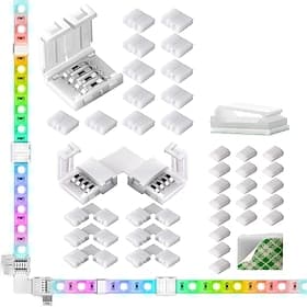 LED-Lichtleisten-Steckverbinder 10 mm nicht verdrahtet 4-polige RGB-LED-Lichtleisten-Steckverbinder Kit 12 lückenlose Steckverbinder 6 l-förmige Steckverbinder
