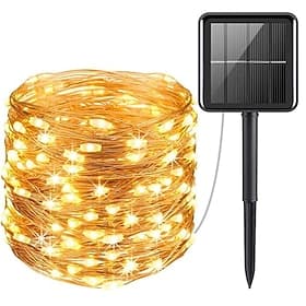 Élégant Réception de Mariage Fête Lumières Guirlande LED Solaire Extérieures Décoration de Mariage 10M 33ft 100 LED 8 Modes d'Éclairage Lumières Féerique Étanc