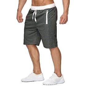 Homme Short Running Course Short Fitness Training Cordon Poche zippée Bas Casual Athleisure Respirable Doux Anti-transpiration Exercice Physique Spectacle Bask
