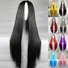 Cosplay Perücke synthetische Perücke gerade Mittelscheitel Perücke für Frauen natürliche Haarlinie Perücken schwarze lange hellbraune seegrüne schimmernde grün