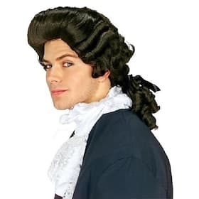 Perruque cosplay perruque ondulée à part médiane cheveux synthétiques bruns perruques noires pour hommes