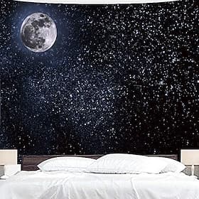 Moon Star Sky Hanging Tapestry Wall Art Large Tapestry Mural Decor Photograph Backdrop Blanket Curtain Home Bedroom Living Room Decoration