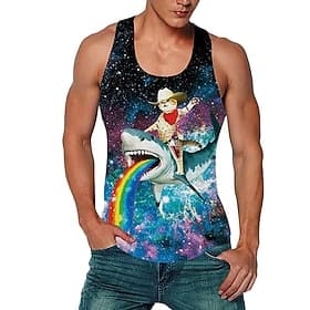 Homme Chat Débardeur Gilet Sous-Vêtements Sans manches T-shirt Impression 3D Col ras du cou Chemise Occasionnel Chaussures de plage Quotidien Fête Arc-en-ciel